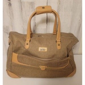 Nicole Miller Rolling Duffle Weekender Bag Beige Tan Brown